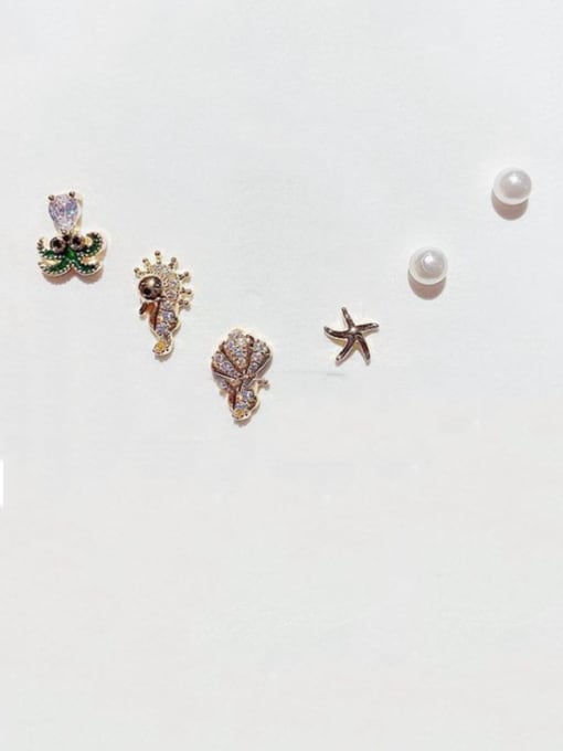 Ming Brass Cubic Zirconia Star Cute Stud Earring 1