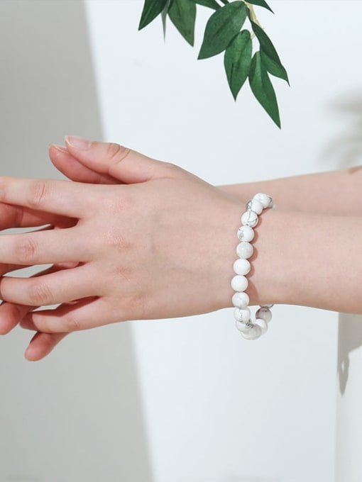 NA-Stone White turquoise Minimalist Handmade Beaded Bracelet 1