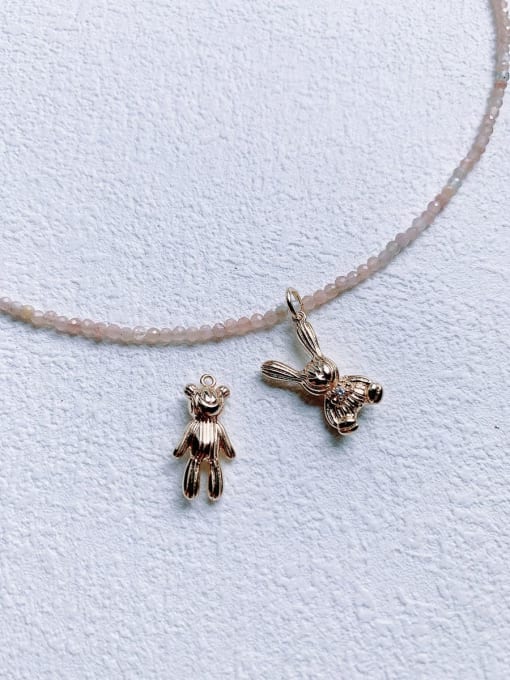Scarlet White N-DIY-0017 Suntone Chain Bear Pendant  Vintage Handmade Beaded Necklace 0
