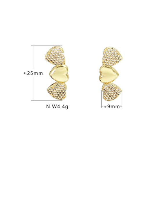 XYZ Brass Cubic Zirconia Heart Dainty Drop Earring 1