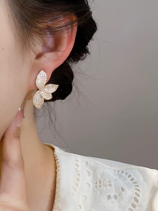 LM Brass Rhinestone Flower Earring 1