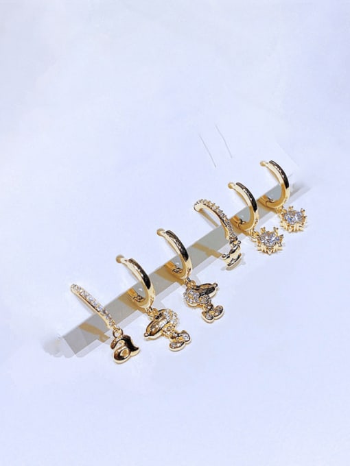 Ming Brass Cubic Zirconia Dog Trend Huggie Earring 1