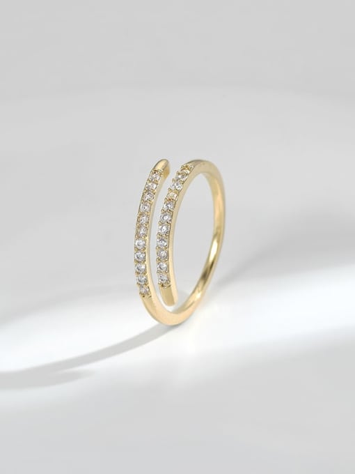 Golden Brass Cubic Zirconia Geometric Minimalist Stackable Ring