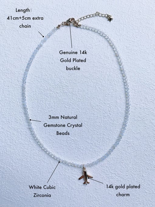 Scarlet White N-DIY-0031 Natural Gemstone Crystal Beads Chain Airplane Pendant Handmade Beaded Necklace 2