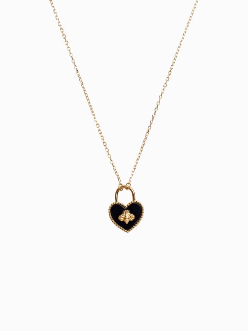 LM Titanium Steel Heart Dainty Bee Heart Necklace 0