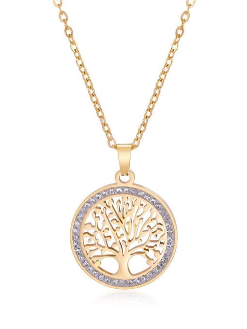 golden Stainless steel Tree of Life Necklace