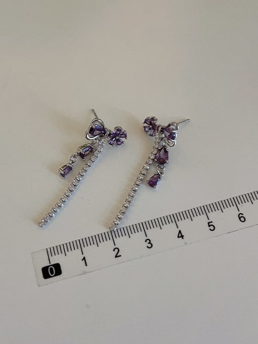LM Alloy Cubic Zirconia Purple Bowknot Dainty Stud Earring 2