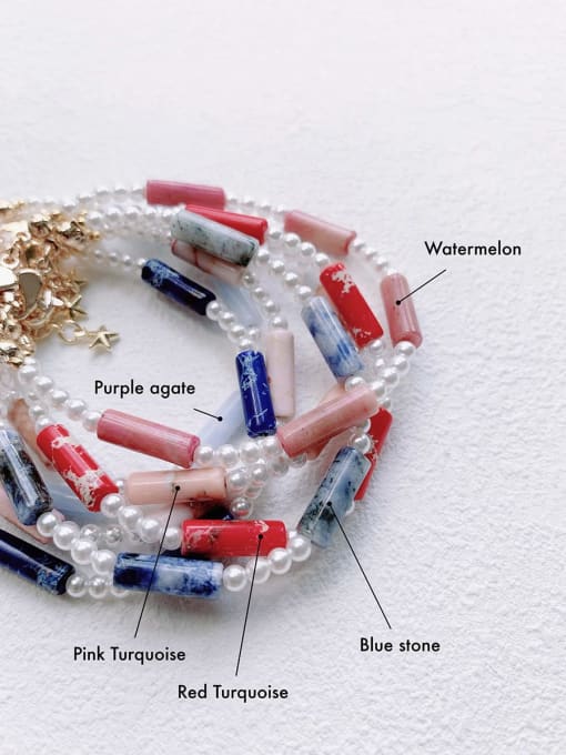 Scarlet White Natural  Gemstone Crystal Beads Chain Bohemia Handmade Beaded Bracelet 2