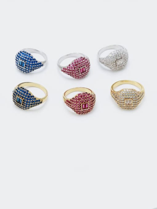 XYZ Brass Cubic Zirconia Geometric Luxury Band Ring 0