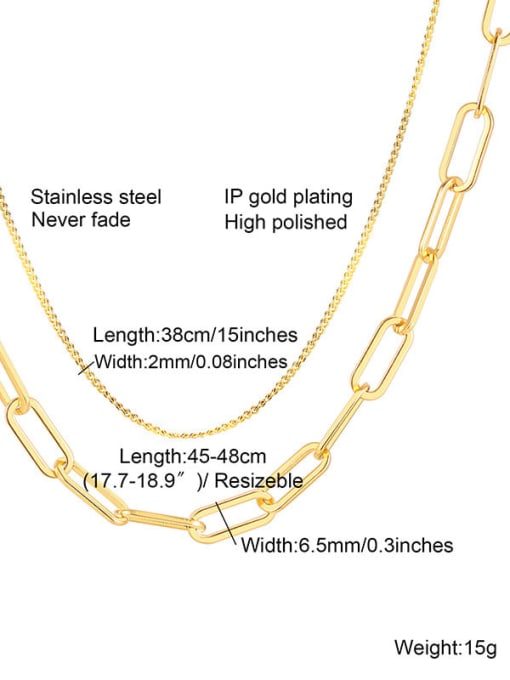 6.5mm,45cm And 3cm Length Stainless steel Link Necklace