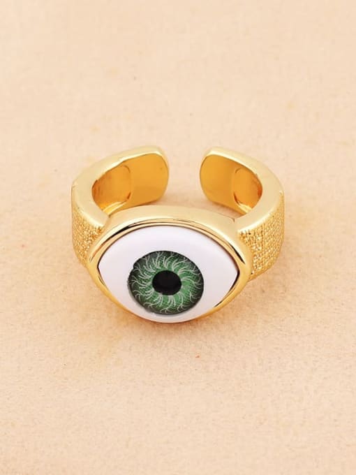 Green Brass Evil Eye Classic Band Ring
