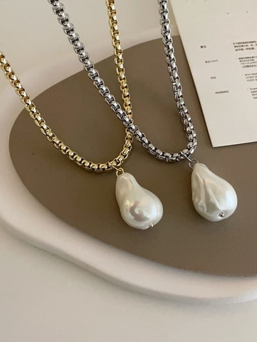 LM Alloy Imitation Pearl Geometric Trend Necklace 2