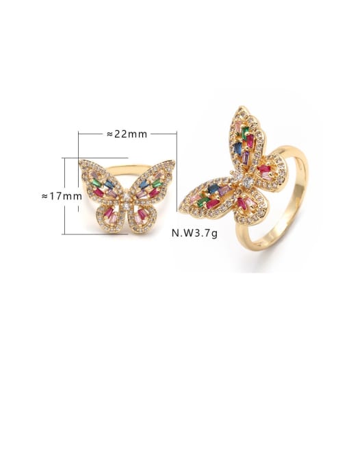 LM Brass Cubic Zirconia Butterfly Cute Band Ring 2