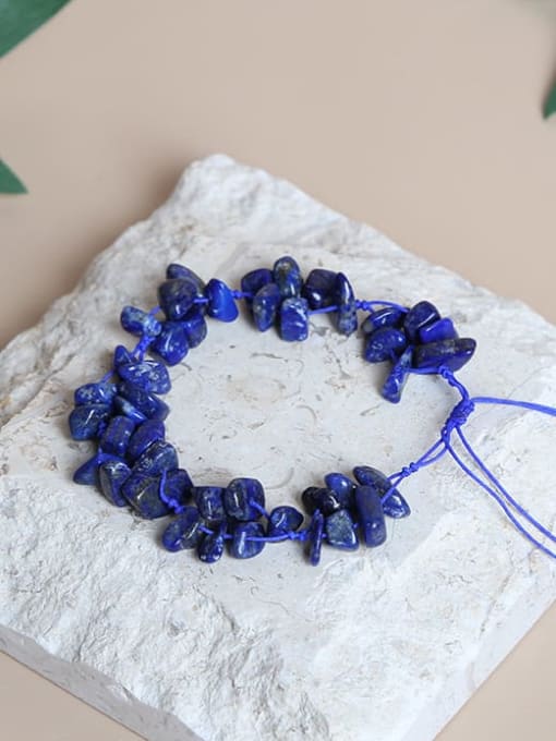 Lapis lazuli gravel woven Bracelet Grey Moonlight Gravel irregular Minimalist Adjustable Bracelet