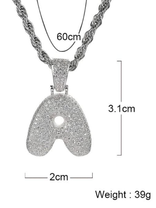 LM Custom Brass Cubic Zirconia White 26 Letter Hip Hop Necklace 2