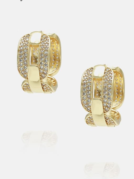 gold Brass Cubic Zirconia Geometric Ethnic Earring