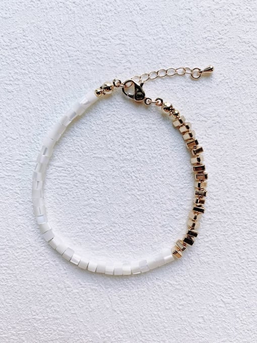 Scarlet White Natural  Shell Beads Asymmetrical Handmade Beaded Bracelet 0