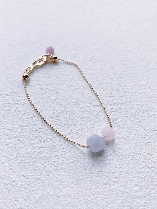 pink+purple Natural  Gemstone Crystal Beads Adjustable Handmade Beaded Bracelet