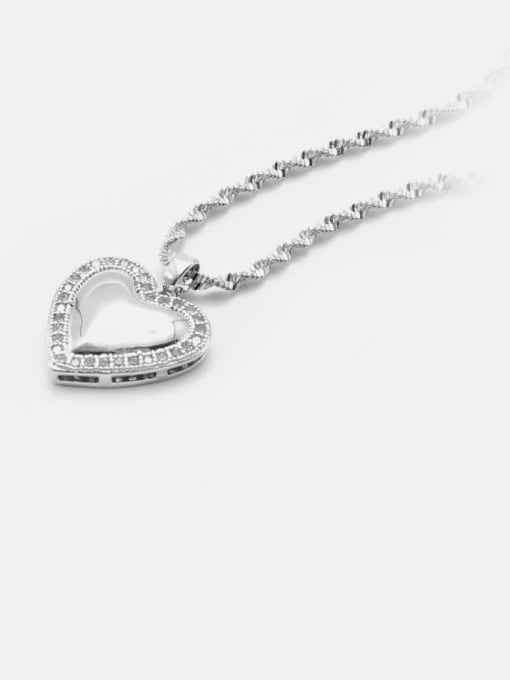 Necklace of white gold  white zircon Brass Cubic Zirconia Minimalist Heart  Earring and Necklace Set
