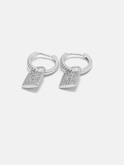 XYZ Brass Cubic Zirconia Locket Minimalist Huggie Earring 2