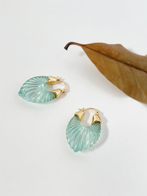 green Brass Resin Artisan Drop Earring with multiple colors