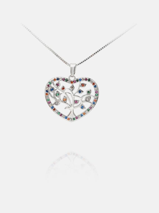 Platinum color zirconium Brass Cubic Zirconia Heart Minimalist Necklace