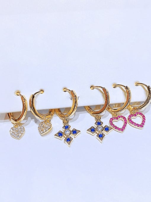 Gold Brass Cubic Zirconia Star Cute Huggie Earring