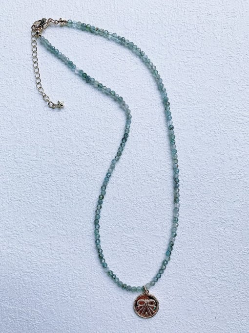 Scarlet White N-DIY-0033 Natural Gemstone Crystal Beads Chain Geometry Pendant Handmade Beaded Necklace 0