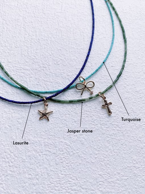 Scarlet White N-DIY-007 Natural Stone Chain  Star Pendant Minimalist handmade Beaded Necklace 2