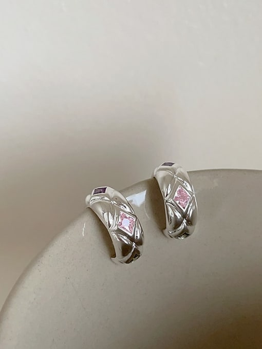 Steel colored earrings Alloy Cubic Zirconia Geometric Dainty Stud Earring