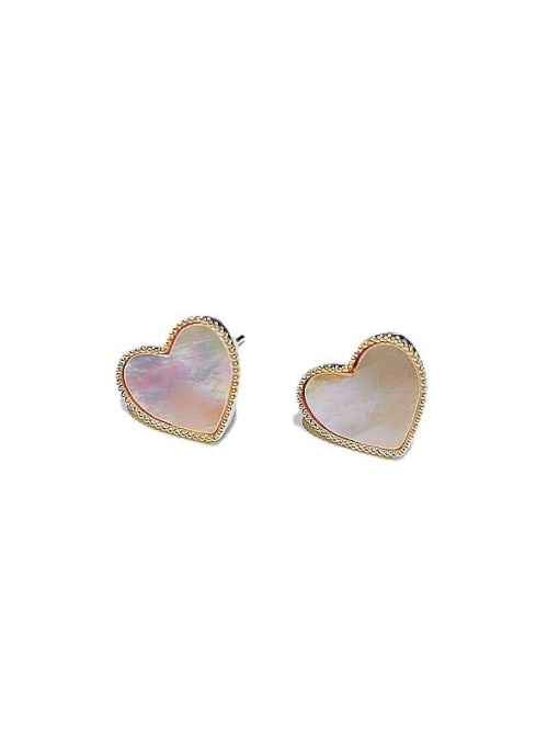 Ming Brass Shell Heart Minimalist Stud Earring 2