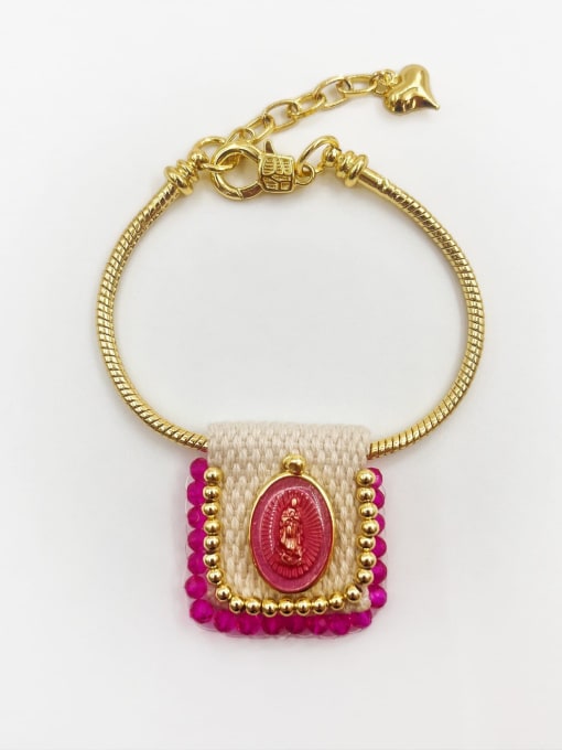 Pink Brass Religious Bracelet