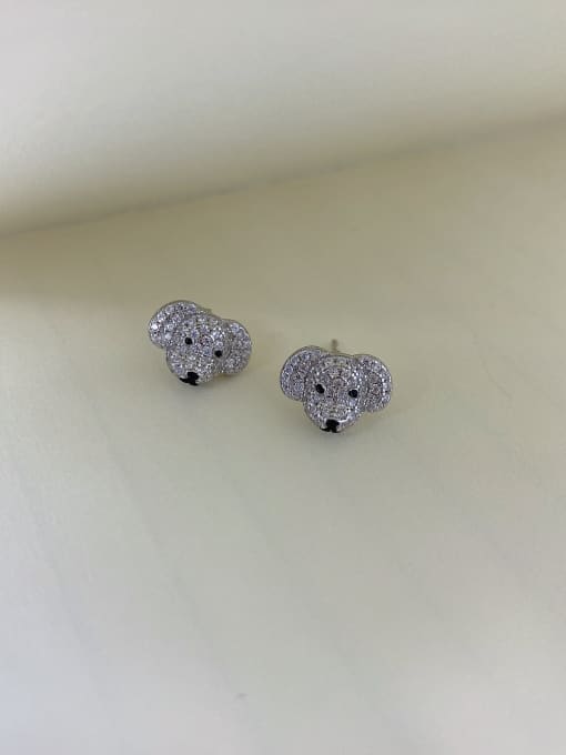 LM 925 Sterling Silver Cubic Zirconia Dog Cluster Earring 1
