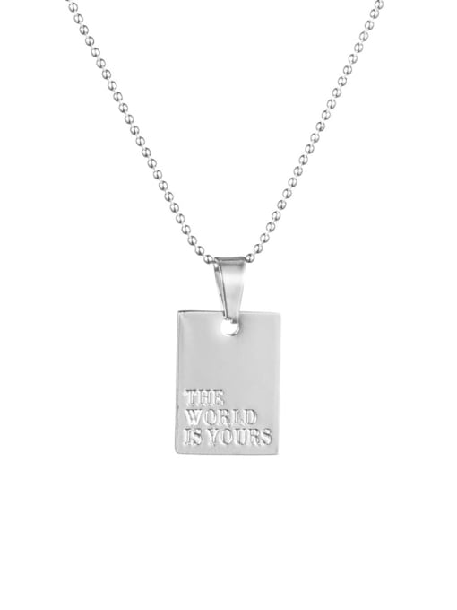 XH0872  Silver Color Stainless steel Geometric Necklace With words