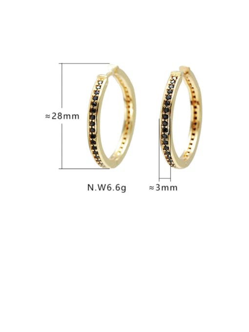 XYZ Brass Cubic Zirconia Round Minimalist Hoop Earring 2