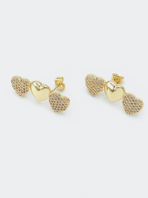 Gold white zirconium Brass Cubic Zirconia Heart Dainty Drop Earring