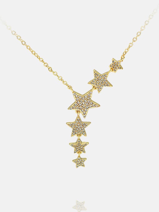 XYZ Brass Cubic Zirconia Star Minimalist Lariat Necklace