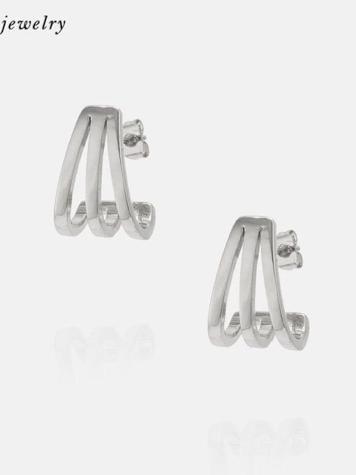XYZ Brass Geometric Minimalist Stud Earring 2