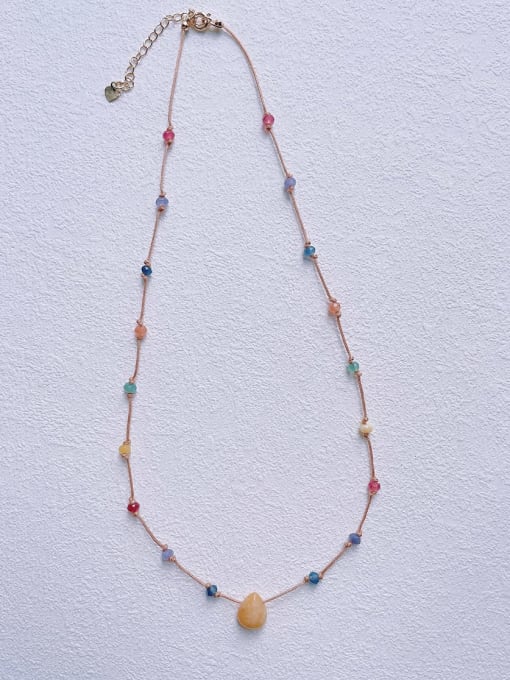 Color  3 N-STLN-0002 Natural  Gemstone Crystal  Bead  Water Drop Pendant Minimalist Handmade Beaded Necklace
