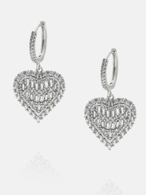 XYZ Brass Cubic Zirconia Heart Dainty Huggie Earring 2