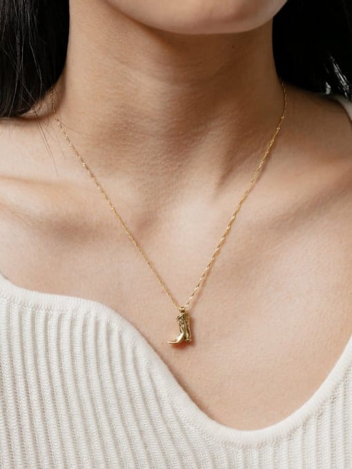 LM Brass Dainty COWBOY BOOT Necklace 1