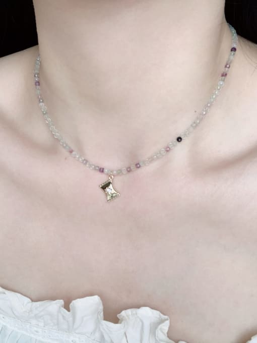 Scarlet White N-DIY-0029 Natural Gemstone Crystal Beads Chain Hand Pendant Handmade Beaded Necklace 3