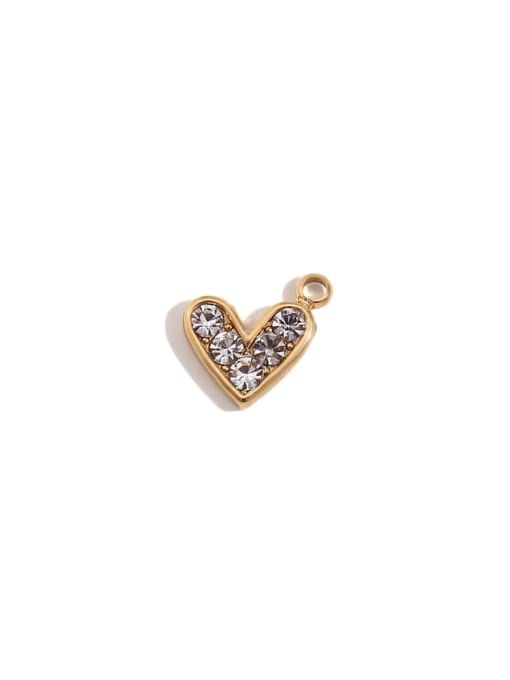 Mini  Heart shaped Pendant Gold White Stainless steel 18K Gold Plated Cubic Zirconia Geometric Charm