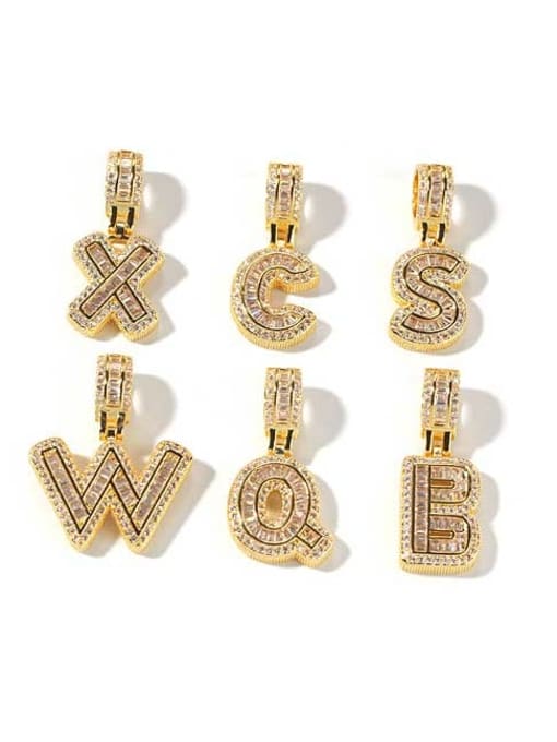 LM Brass Cubic Zirconia Letter Initials Cuban Chain Necklace 7