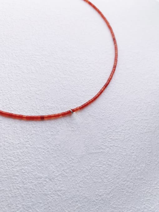 Red Garnet Chain N-DIY-008 Brass Red Garnet Chain Geometric Pendant Bohemia Handmade Beaded Necklace