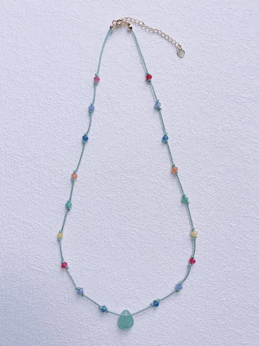 Color 1 N-STLN-0002 Natural  Gemstone Crystal  Bead  Water Drop Pendant Minimalist Handmade Beaded Necklace
