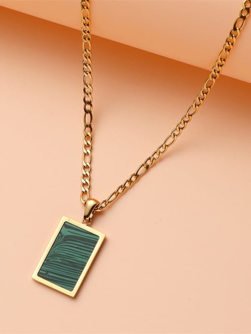 Golden Green Shell Stainless steel Shell Geometric Necklace