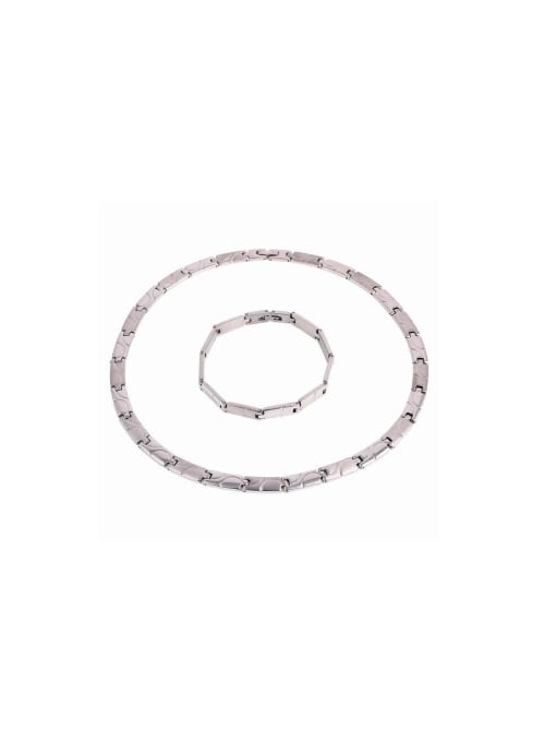 LM Trend Geometric Titanium Steel Bracelet and Necklace Set 0