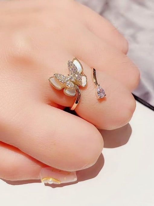 Ming Brass Shell Butterfly Minimalist Band Ring 0
