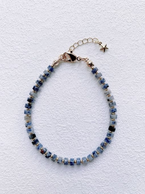 blue B-ST-010 Natural  Gemstone Crystal Beads Chain Minimalist Handmade Beaded Bracelet